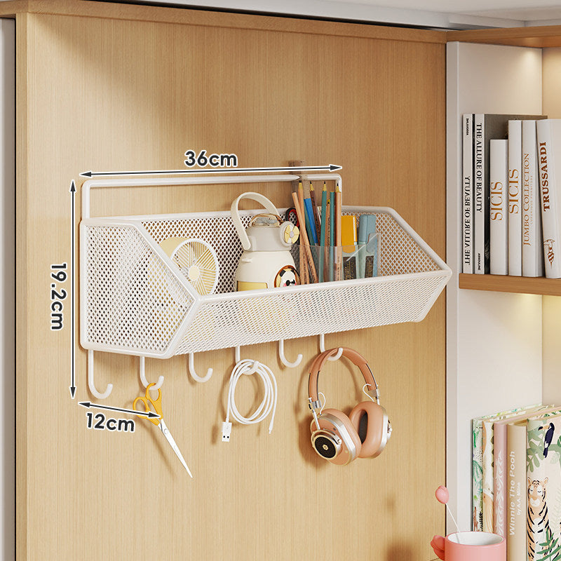 Wall-Mounted Rustproof Metal Mesh Storage Basket with Slim Hanging Rail