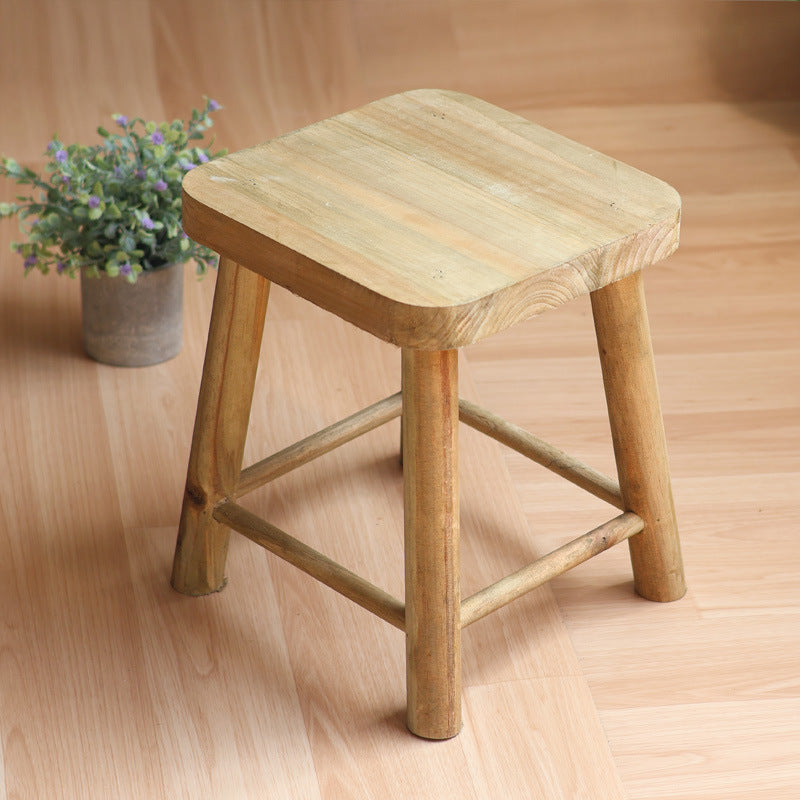 Robust stool made of solid wood