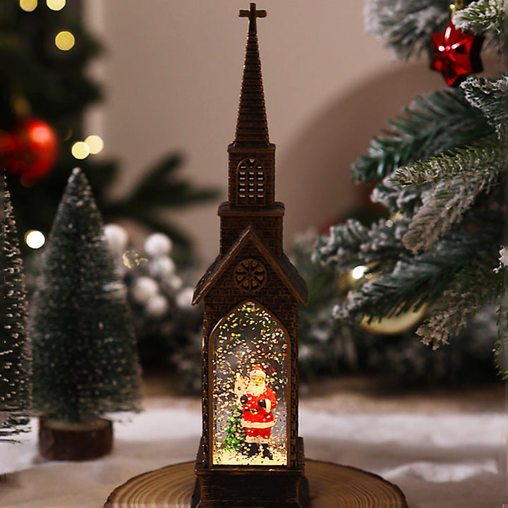 Nostalgic Christmas lantern with movable Santa motif