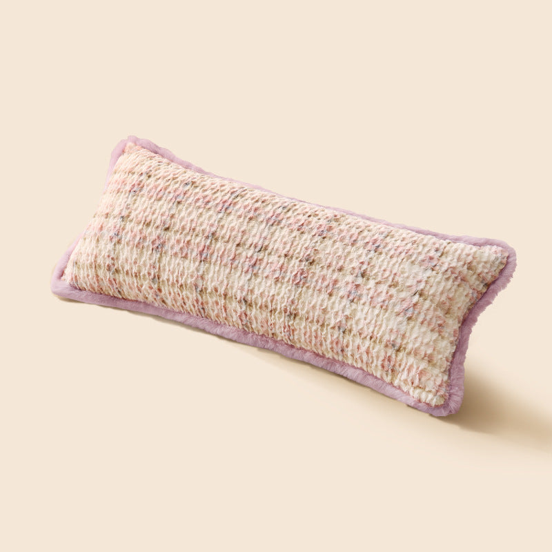 Decorative cushions made of faux fur with a fluffy chenille texture and textured relief