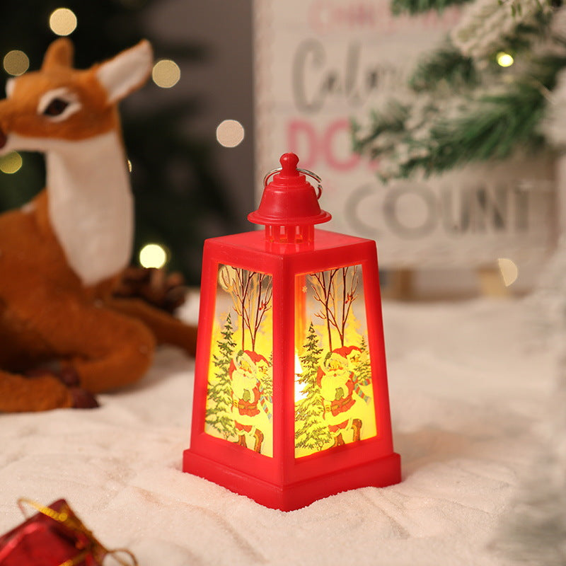 Decorative Christmas lantern with winter motifs