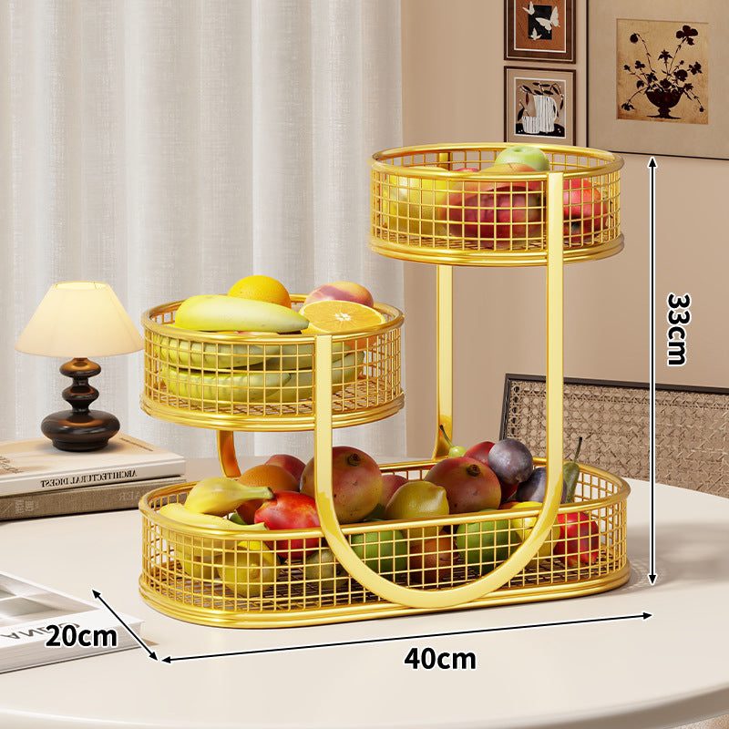 Three-Tier Metal Mesh Countertop Fruit & Produce Display Stand