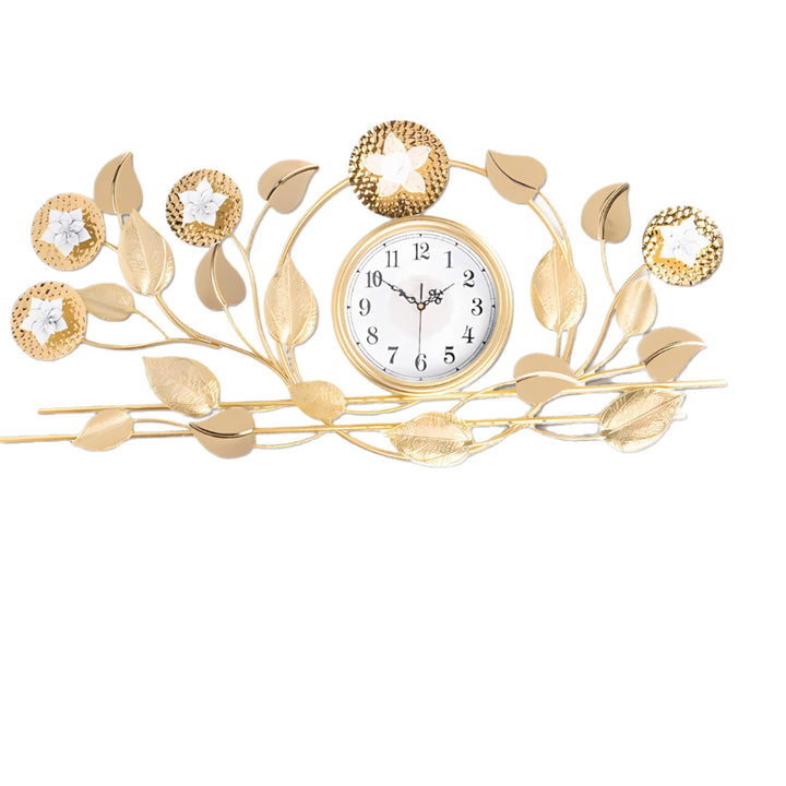Floral Wall Clock with Decorative Leaf Design