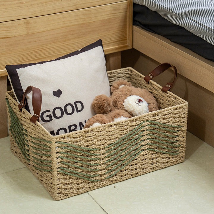 Handmade storage basket made of natural fibers