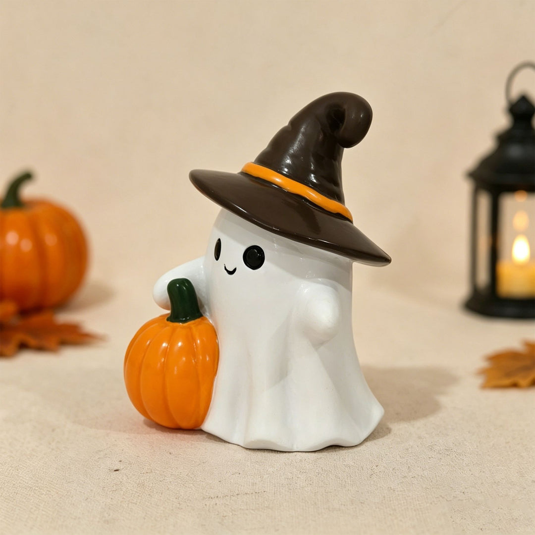 Decorative ghost figure with pumpkin