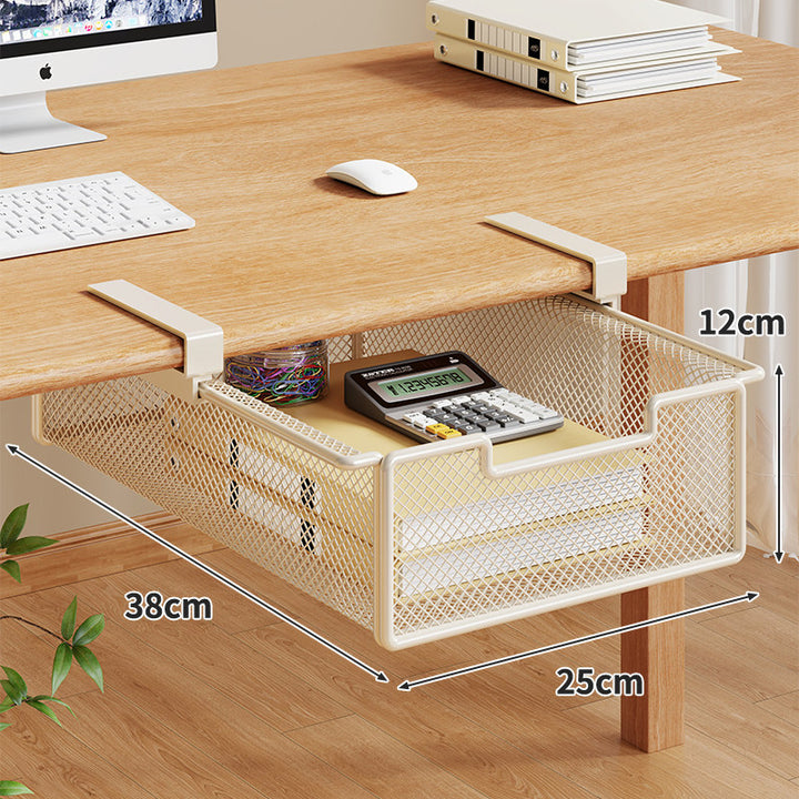 Under-Desk Sliding Mesh Storage Drawer with Clamp Mount