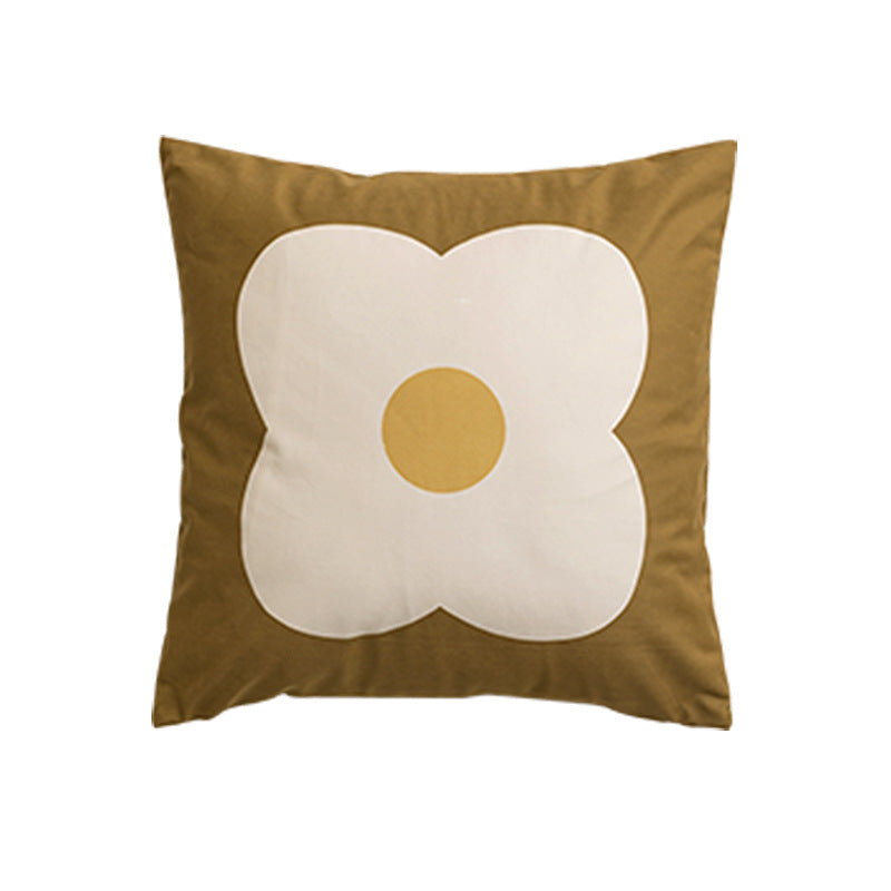 Square decorative cushion cover with large floral pattern and hidden zipper