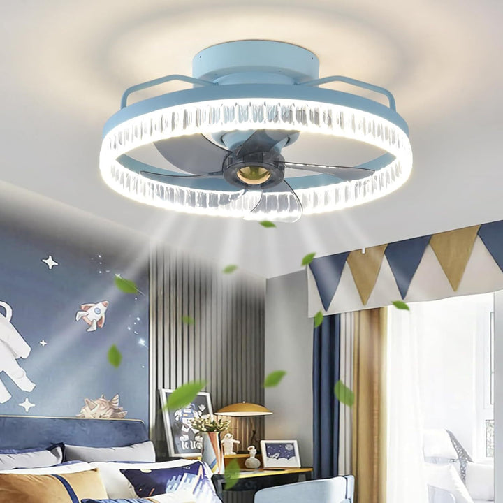 Modern Crystal Ring Ceiling Fan Light Fixture