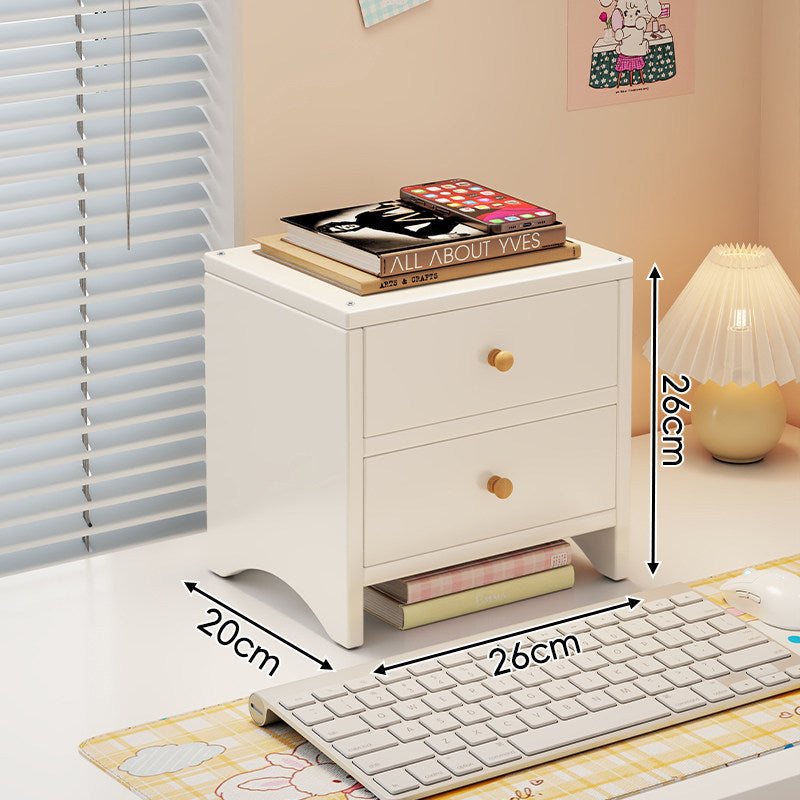 Wooden Monitor Riser with Twin Drawers and Under-Keyboard Storage