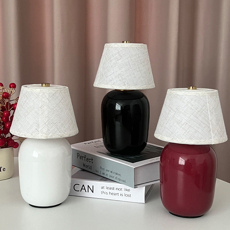 Ceramic bedside lamp with linen shade