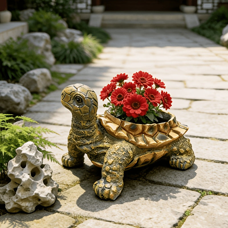 Turtle-Shaped Decorative Planter