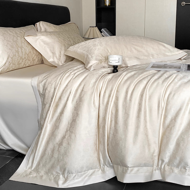 Decorative Elegant Satin Floral Embroidered Bedding Set Avarnia