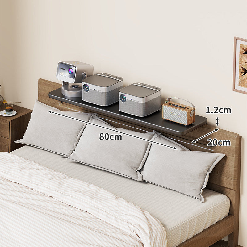 Headboard-Mounted Floating Bedside Shelf for Projectors and Devices