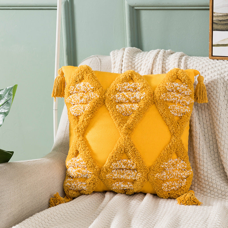 Textured Geometric Throw Pillow for Couch Decoration
