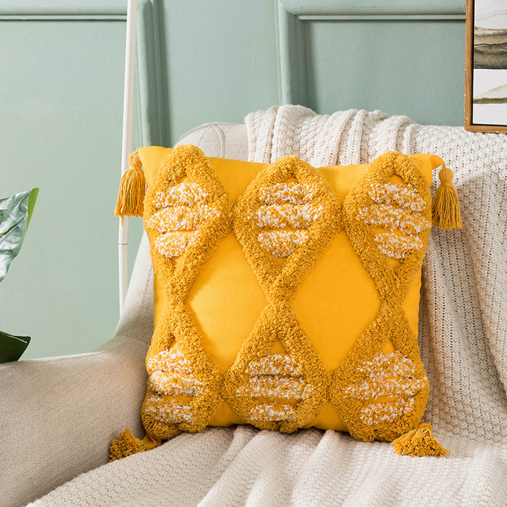 Textured Geometric Throw Pillow for Couch Decoration