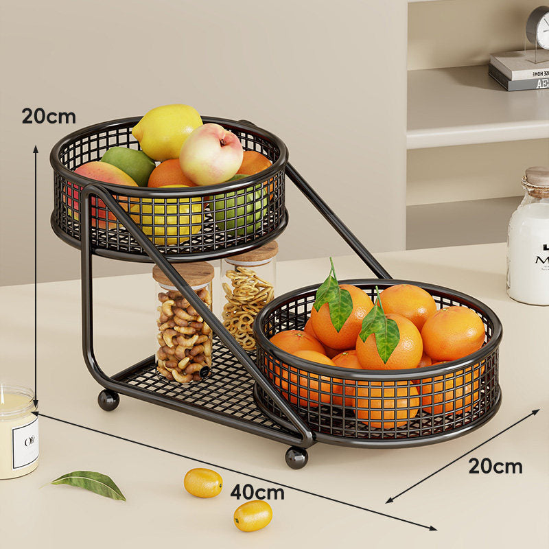 Three-Tier Angled Metal Mesh Countertop Fruit and Produce Organizer