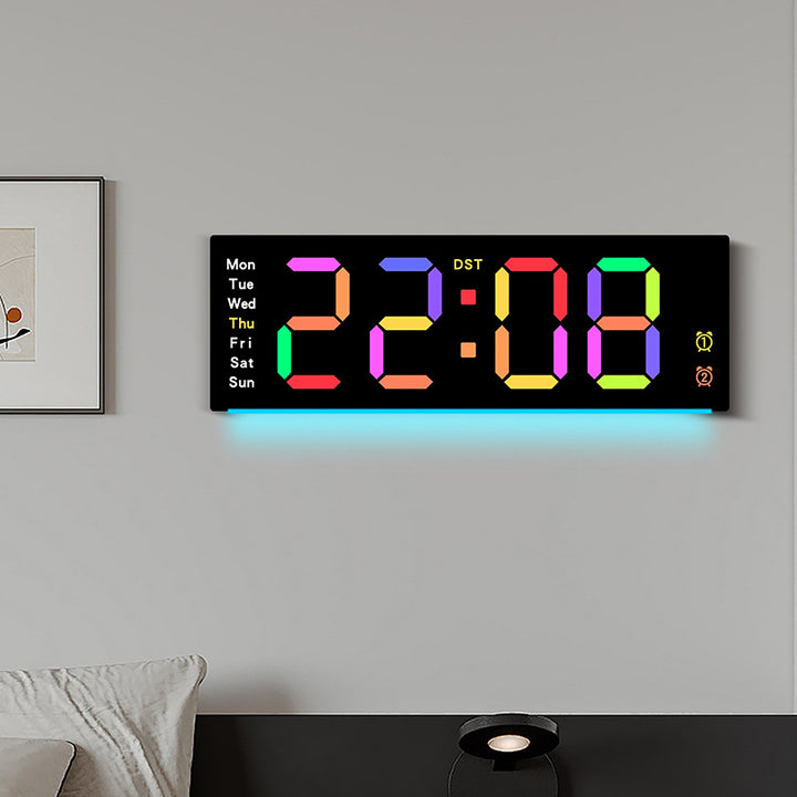 Digital wall clock with temperature sensor