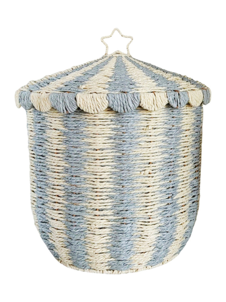 Basket with lid and decorative design