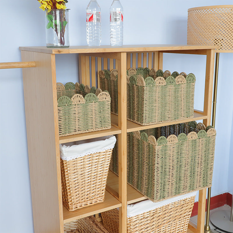 Storage basket with wave rim