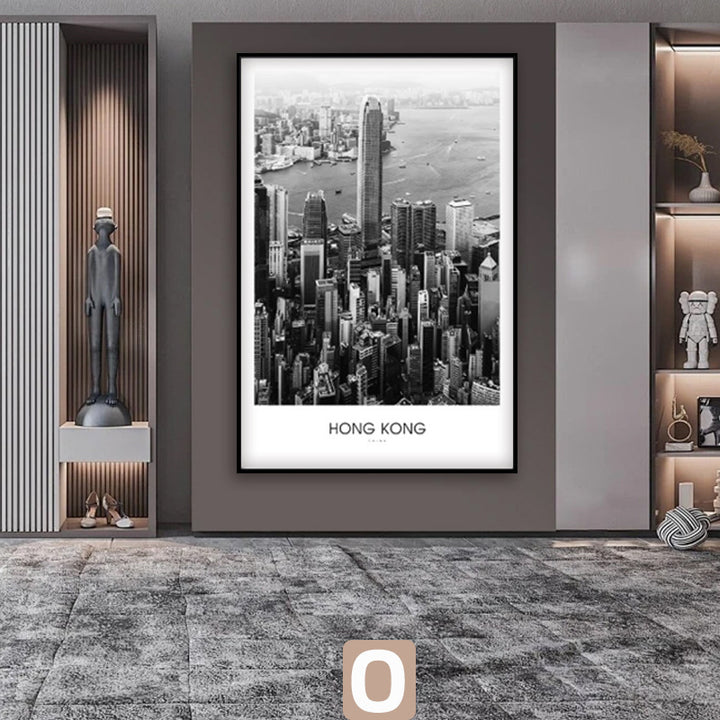 Framed Black and White London Cityscape Art Print