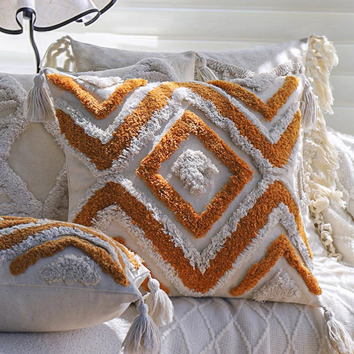 Textured Geometric Accent Cushion