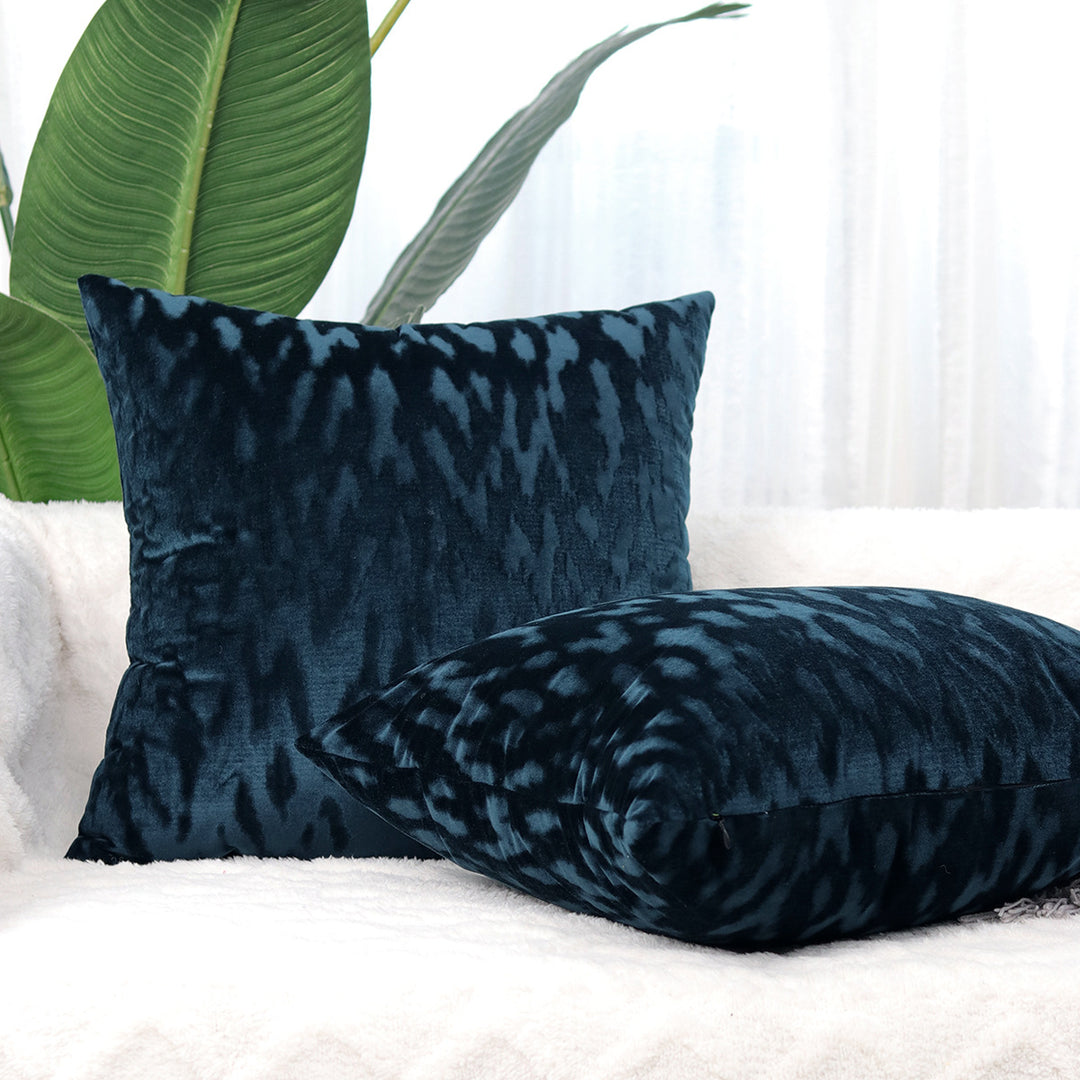Plush Textured Velvet Square Throw Pillow Covers with Embossed Animal-Effect Jacquard
