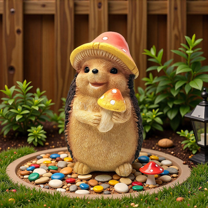 Cute hedgehog sculpture with fruit