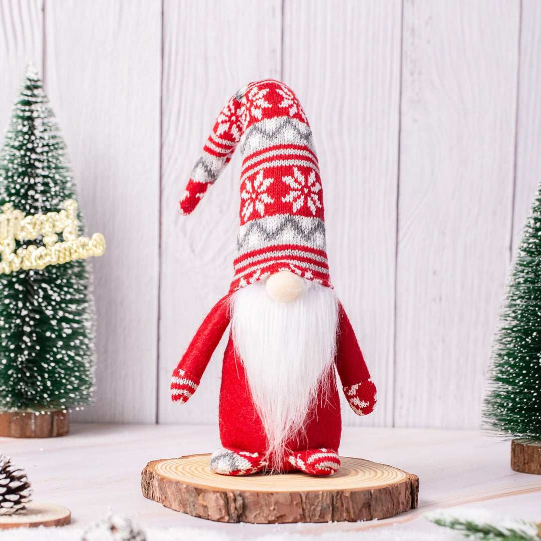 Decorative Christmas gnome with knitted hat
