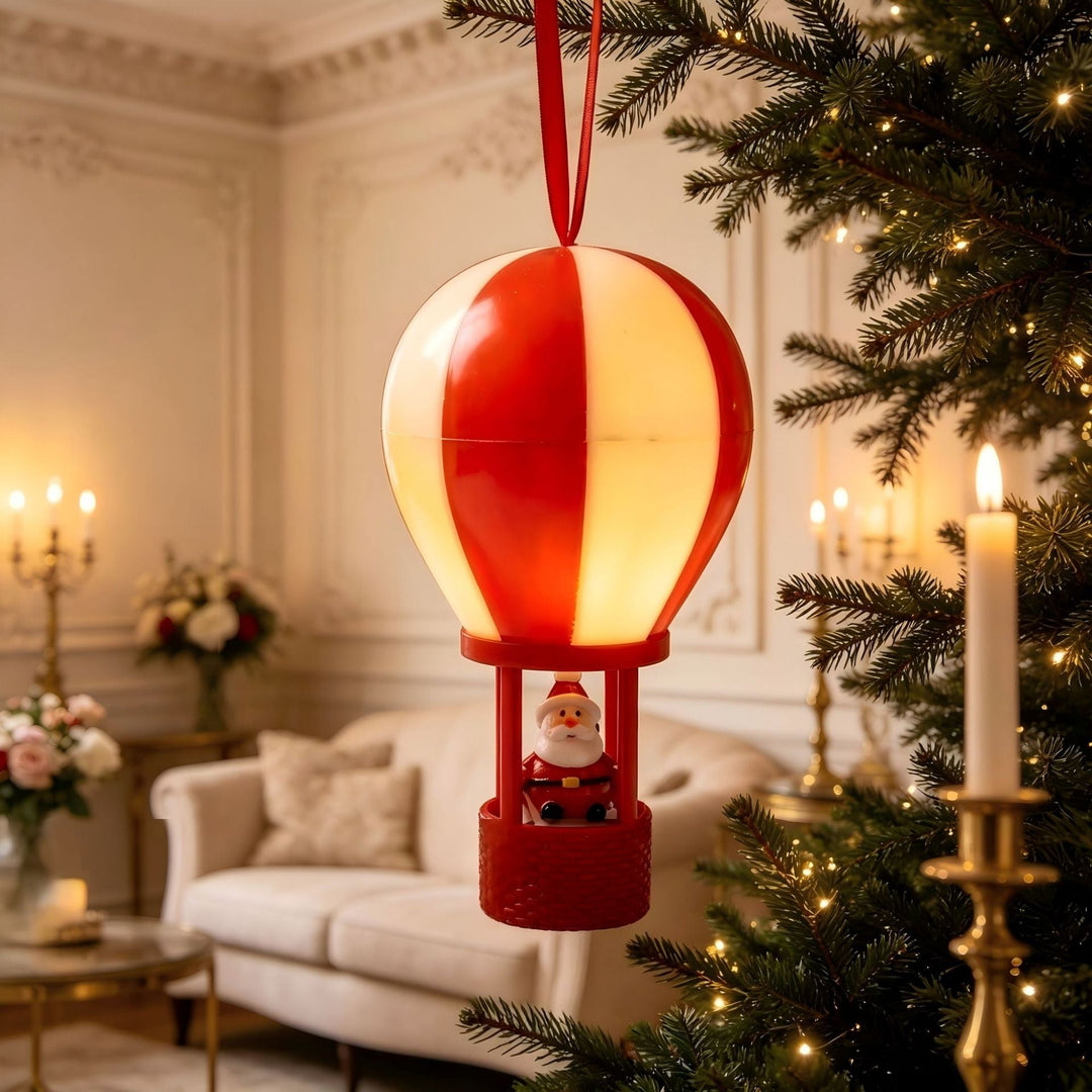Christmas decoration hot air balloon with snowman