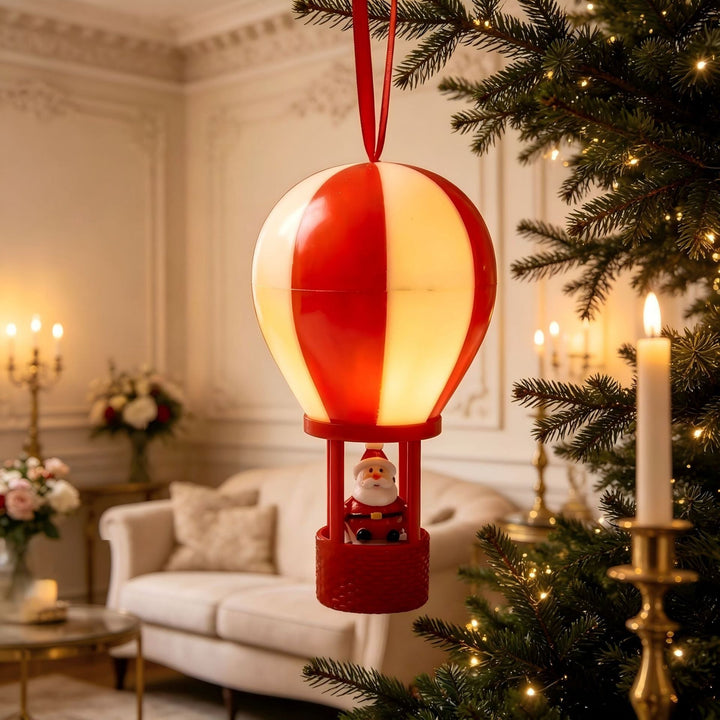 Christmas decoration hot air balloon with snowman