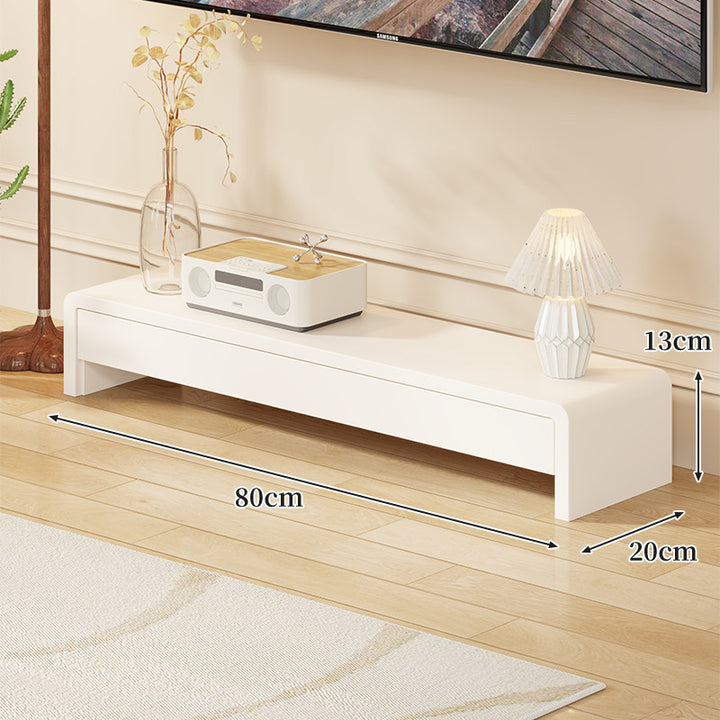 Low Solid Wood TV Media Console Bench with Open Rectangular Legs