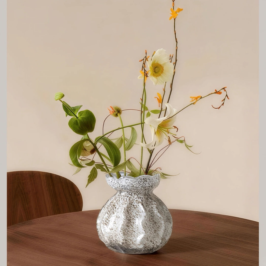 Handcrafted Pebbled Scalloped-Rim Decorative Bud Vase