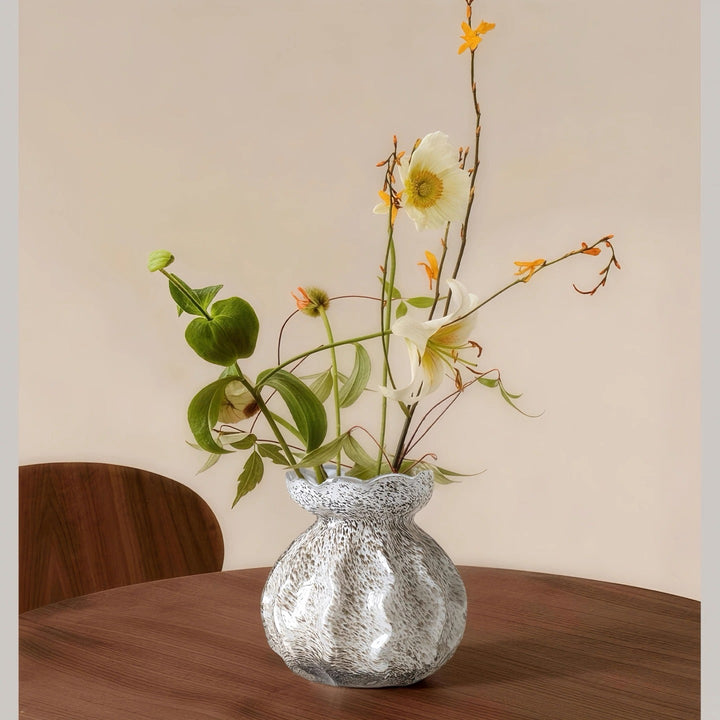 Handcrafted Pebbled Scalloped-Rim Decorative Bud Vase