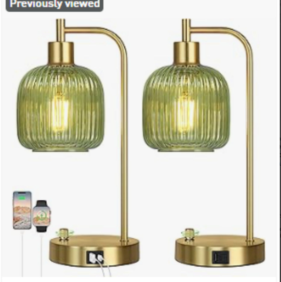 Modern glass table lamp with USB charging port