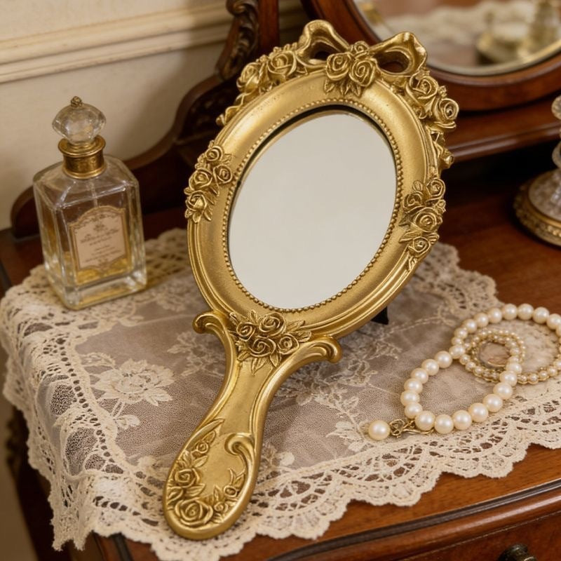 Vintage Floral Hand Mirror