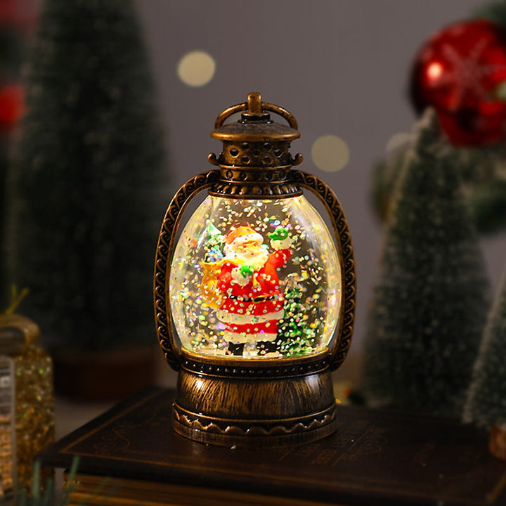 Nostalgic Christmas lantern with snowman scene