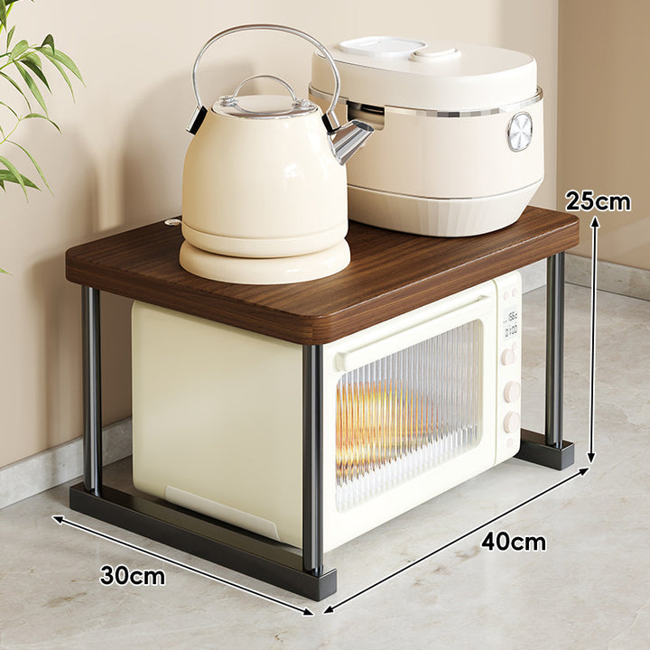 Countertop Appliance Riser Shelf with Wood-Top and Metal Frame