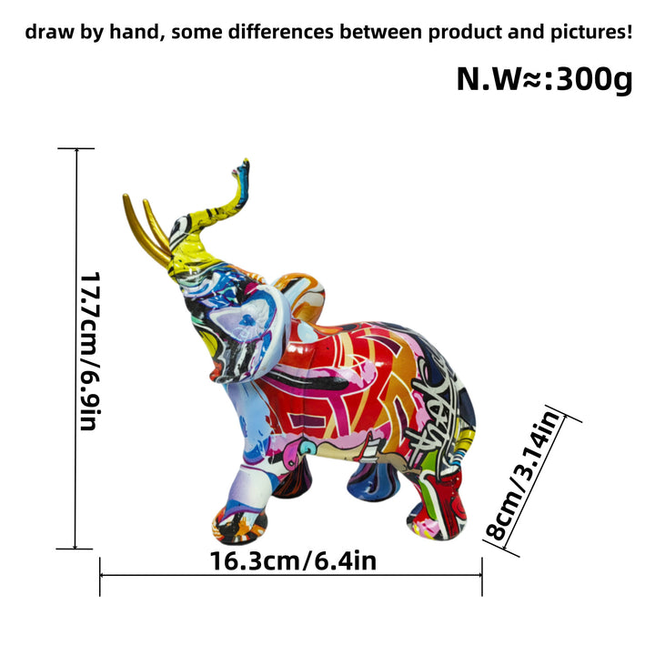 Creative elephant figurine with colorful design