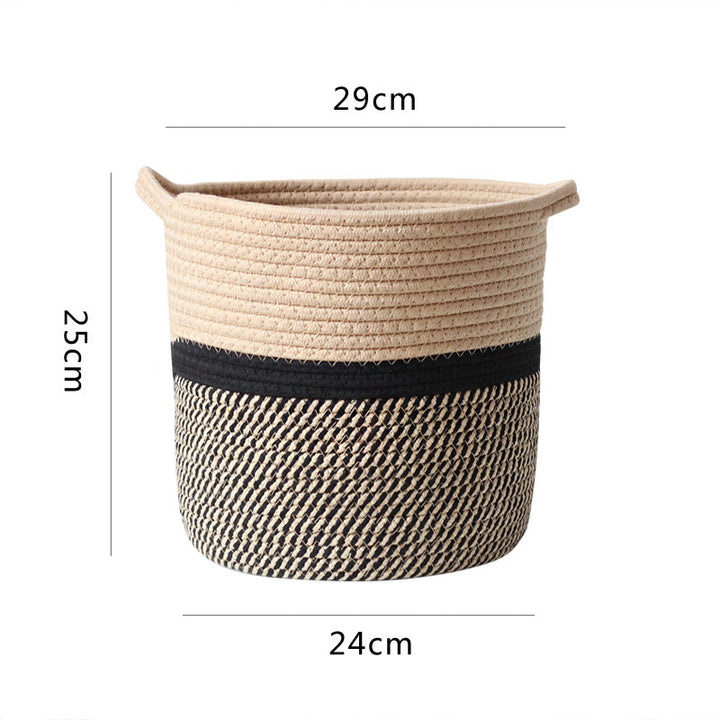 Decorative laundry basket made of woven material