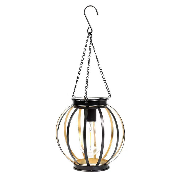 Outdoor Solar Hanging Lights in Metal Cage with Warm LED Candle Light