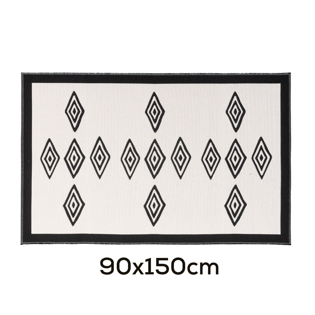 Modern flat-woven carpet runner with abstract geometric design