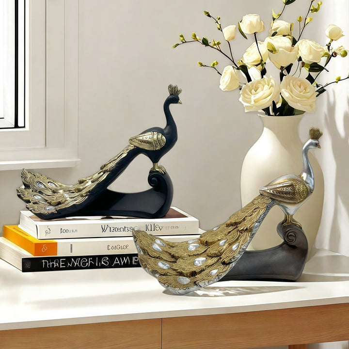 Majestic Peacock Decor Sculpture