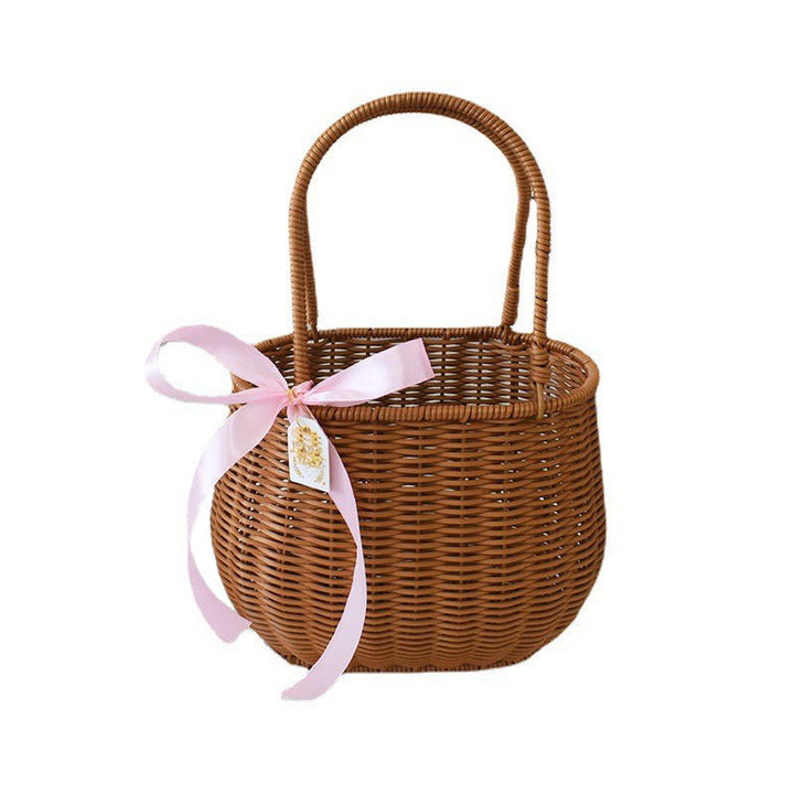 Chic Woven Handbag with Pearl Accent
