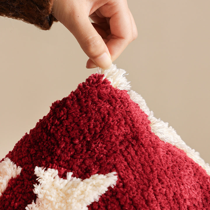 Hand-tufted bow bath mat with high-pile technique and non-slip back