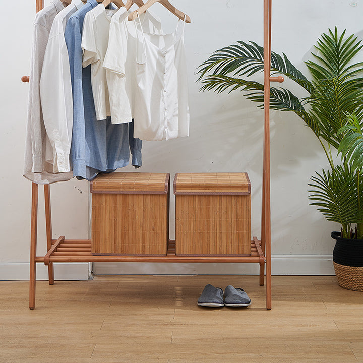 Laundry basket made of natural bamboo