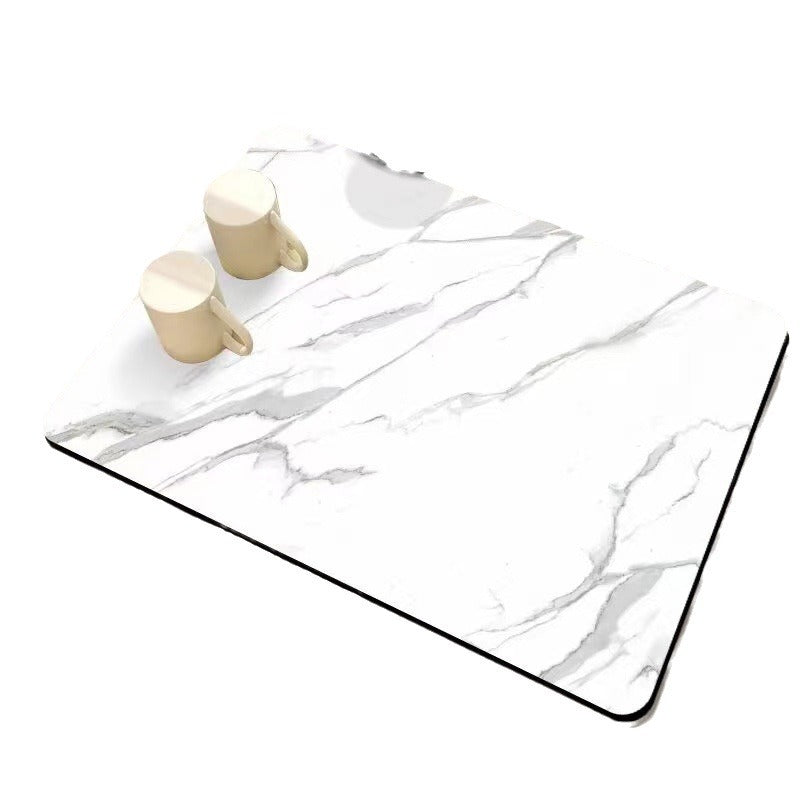 Marble-Inspired Kitchen Counter Mat