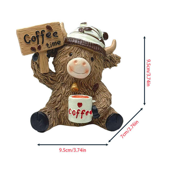 Decorative Highland Cattle Coffee Figure