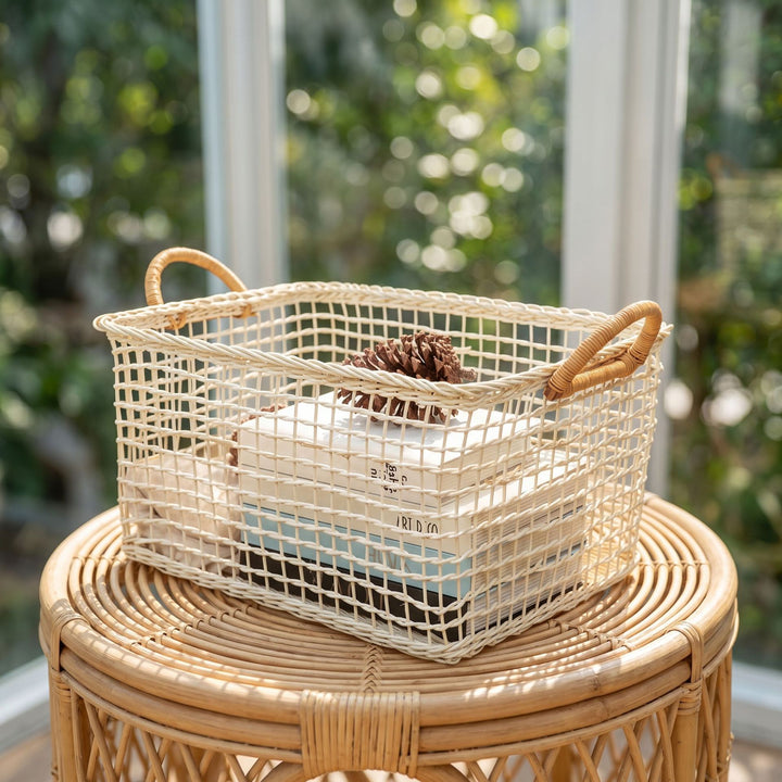 Practical storage basket with braided design
