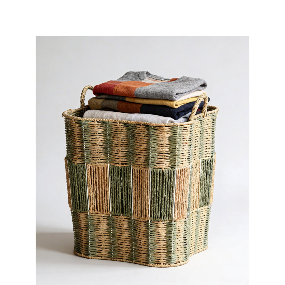 Modern storage basket with handwoven design