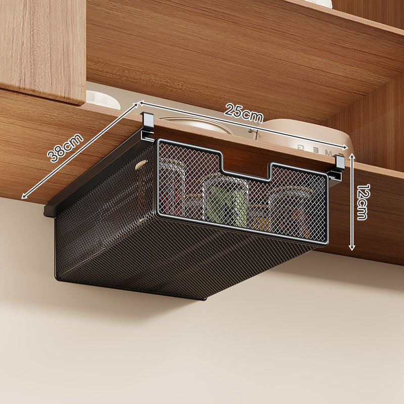 Clip-On Under-Shelf Slide-Out Mesh Storage Basket Organizer